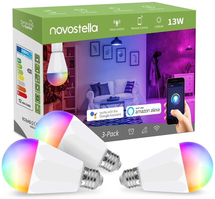 3 Pack 13W Brightest Smart Light Bulb, RGBCW Color Changing WiFi Light Bulbs